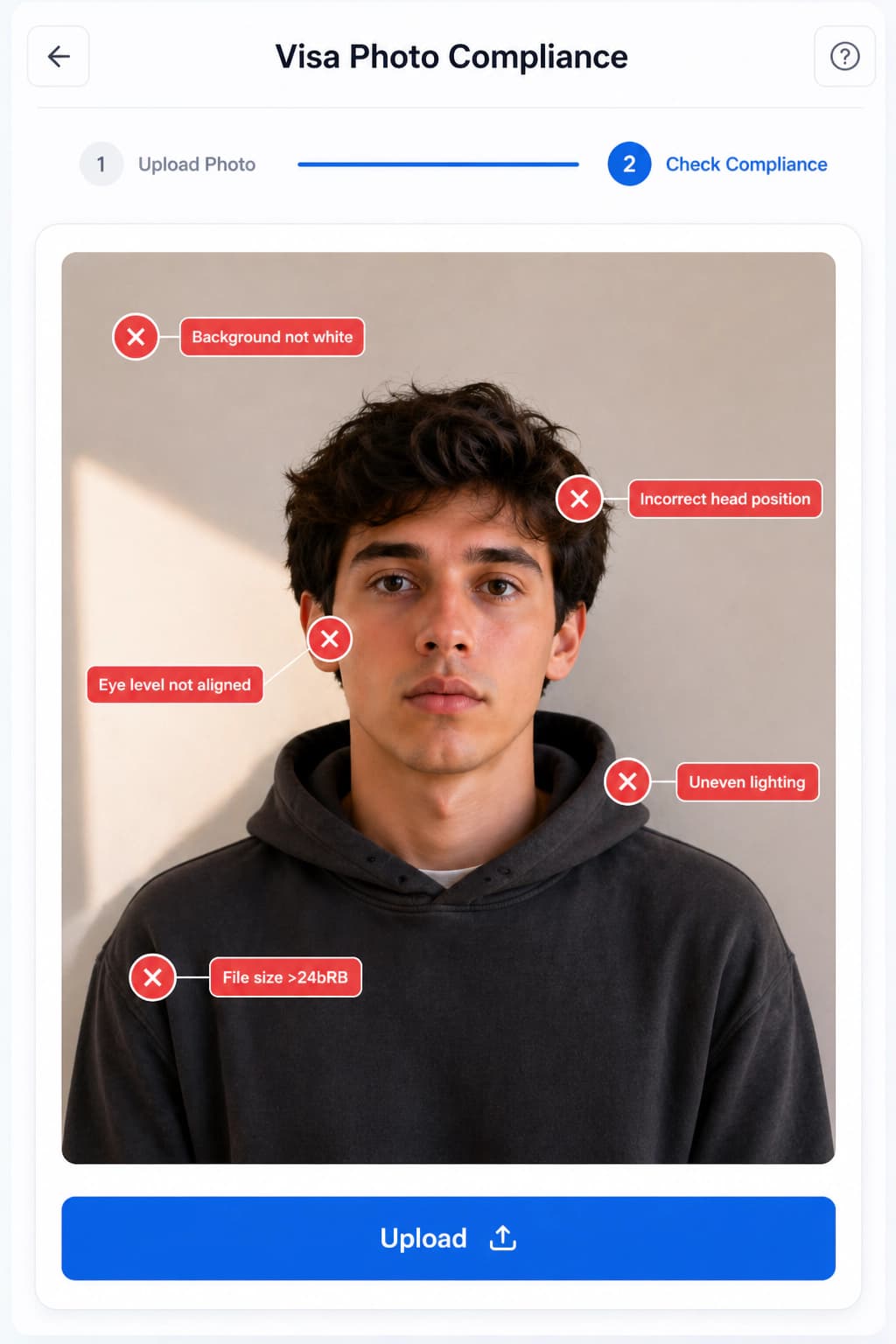 AI compliance scan interface showing detected issues