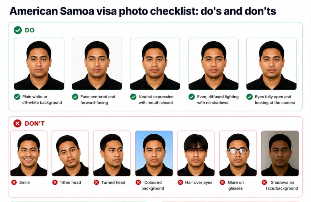 American Samoa visa photo dos and donts checklist
