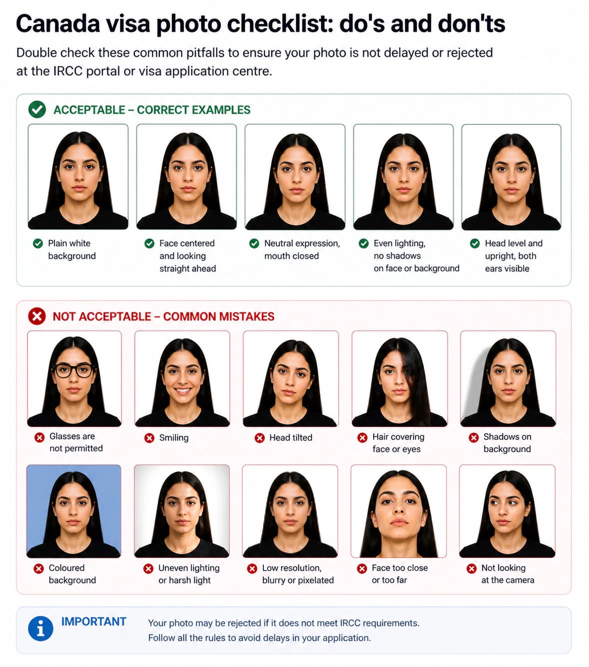 Canada visa photo dos and donts checklist