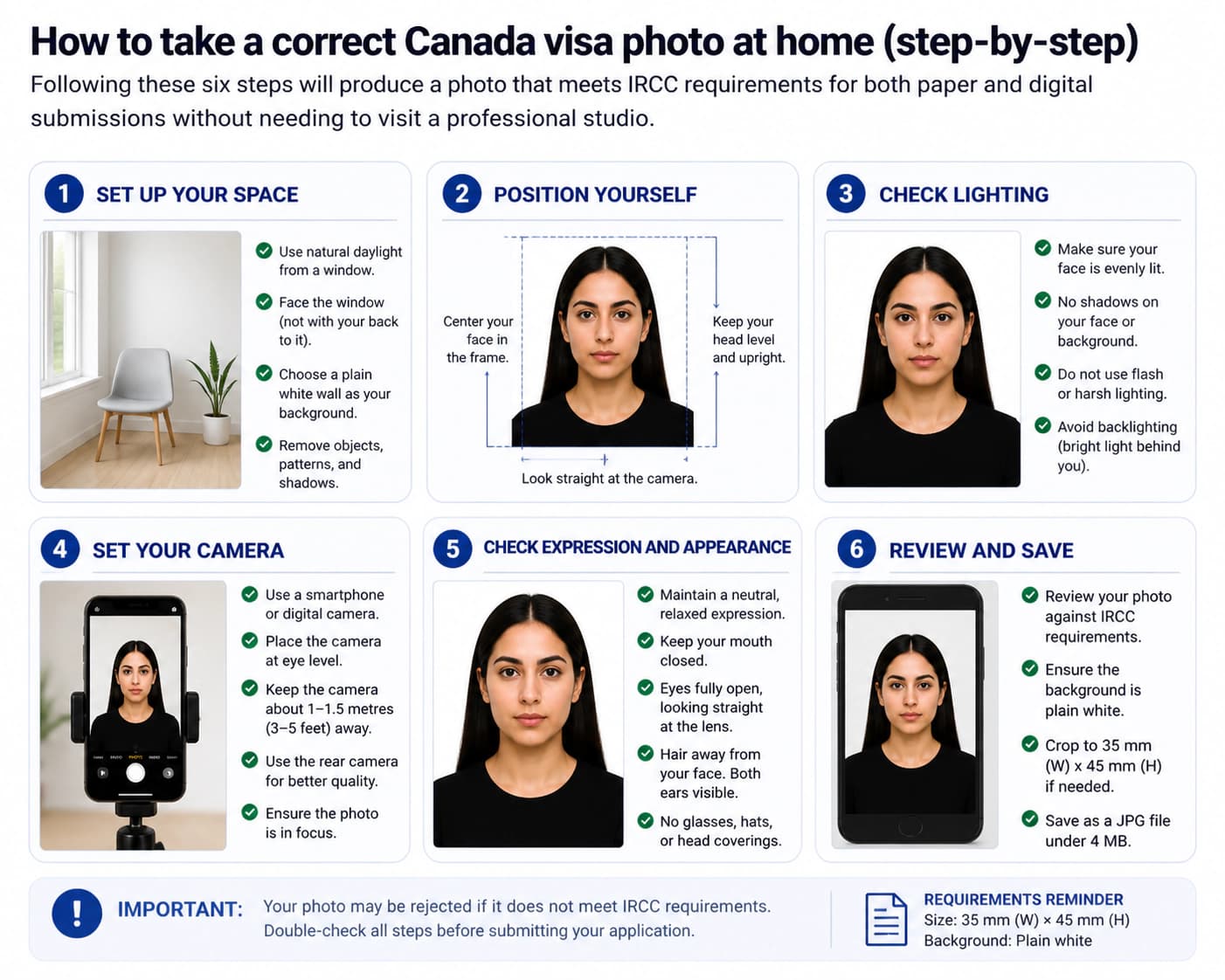 How to take a Canada visa photo at home